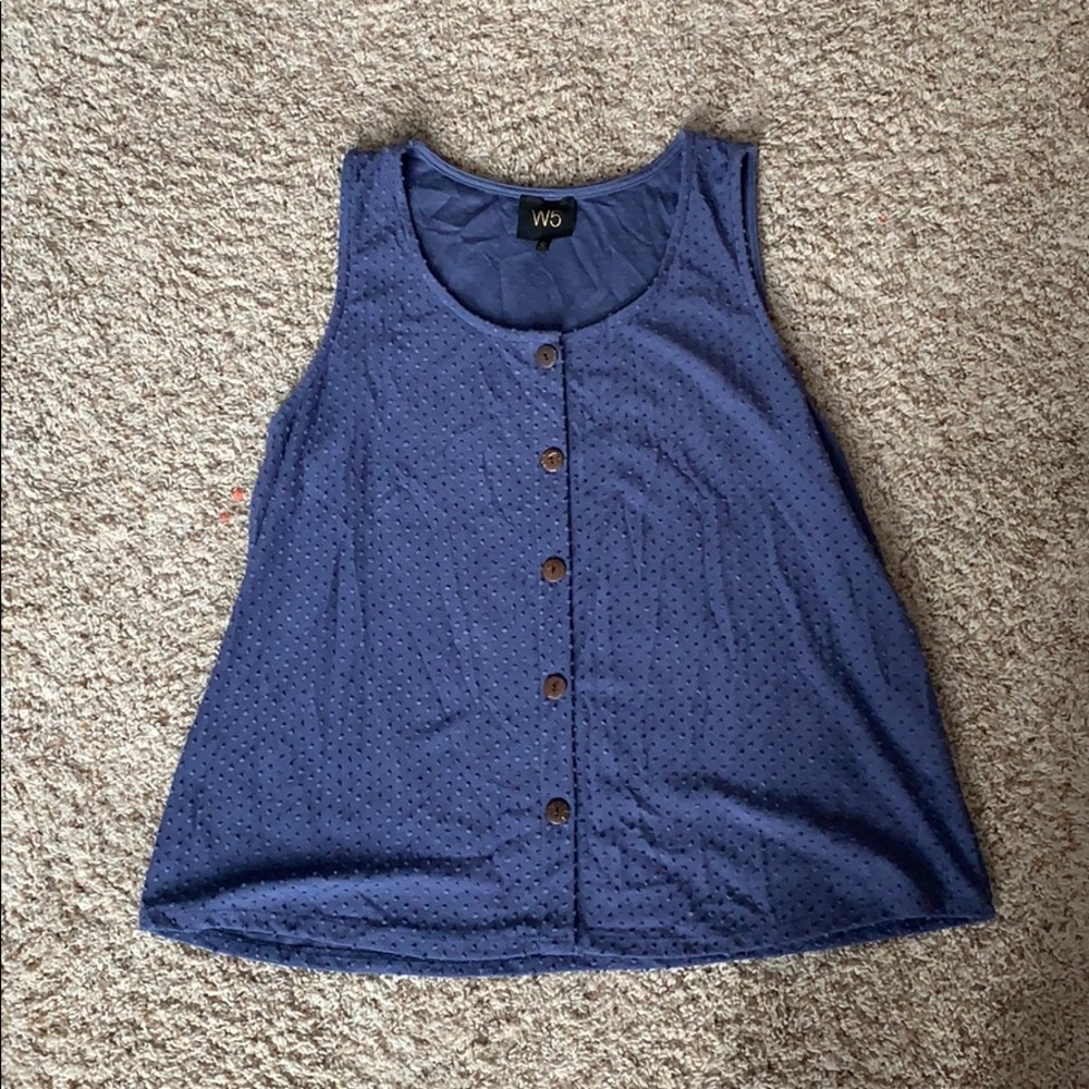 Blue button down tank top